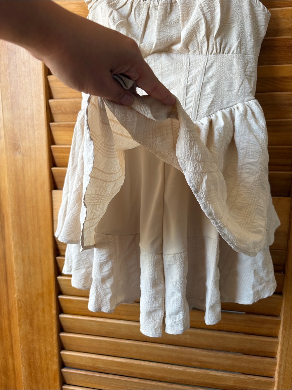 Ruffled Strappy Summer Dress in Cream Romper with shorts size large outfit women - Picture 3 of 6
